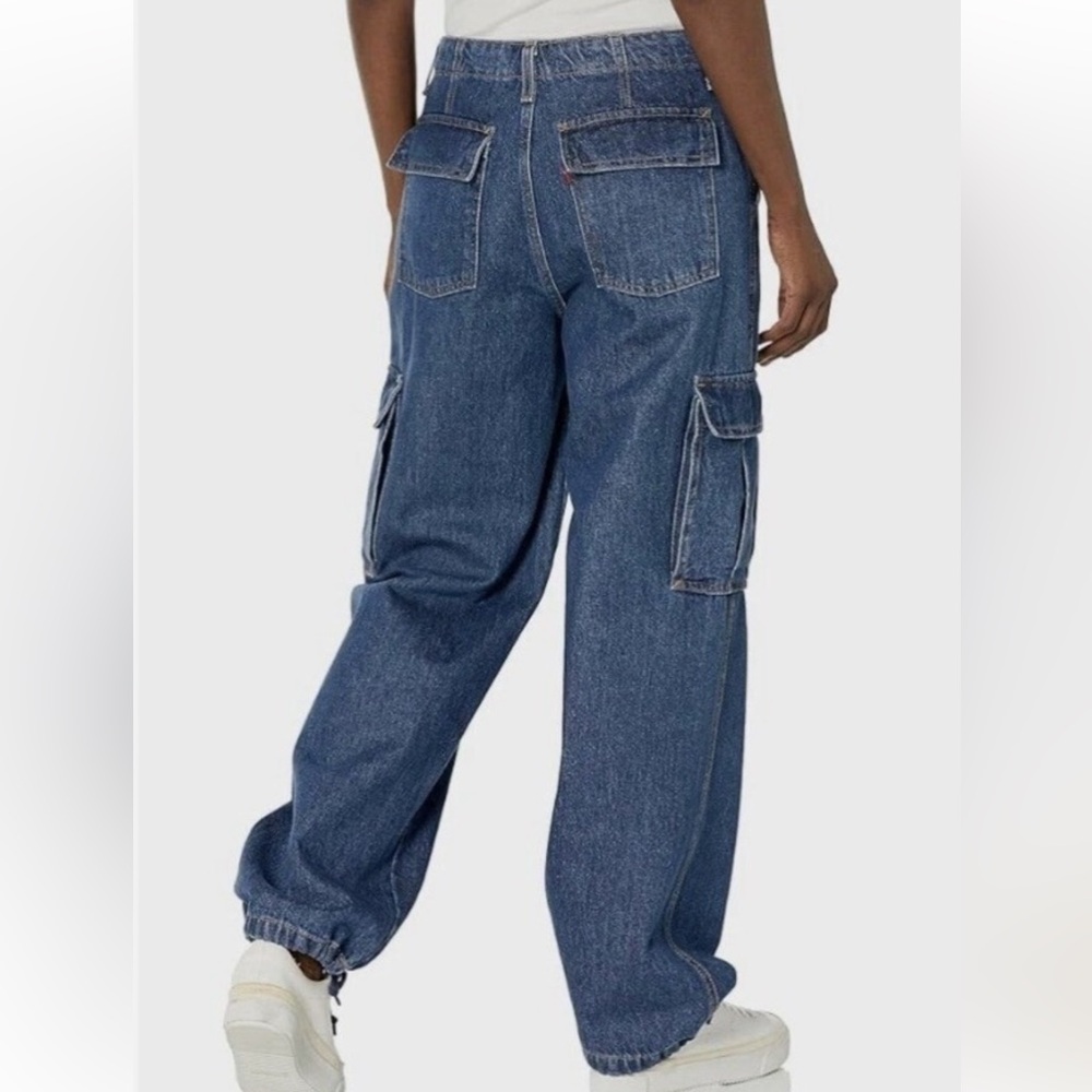 LEVI’S '94 Baggy Blue JEANS Cargos Mid Rise Loose Womens 30/30 Cotton Cinch Leg